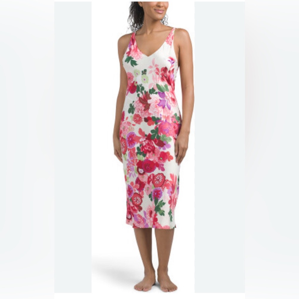 Natori Floral Chemise/summer dress in Pink and Cream
